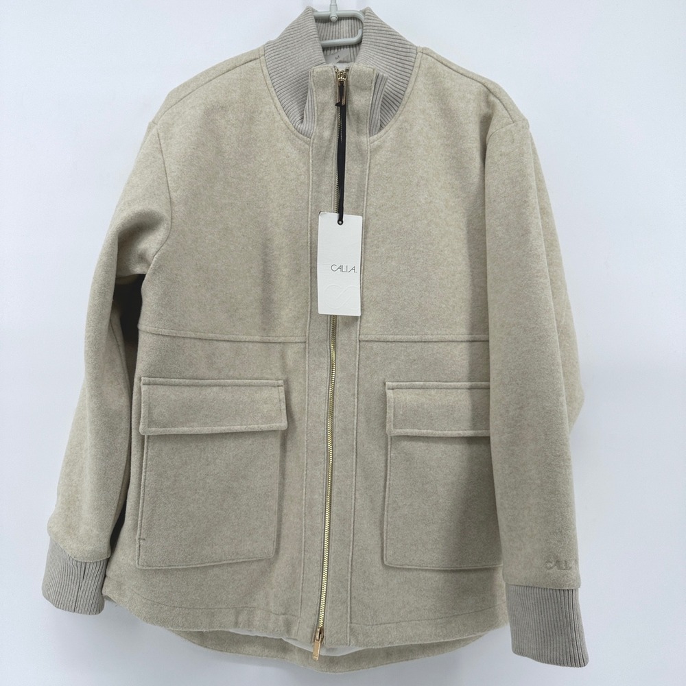 CALIA Women Pale Heather Patch Pocket Full Zip Jacket CKP17813CN Size M NEW $128